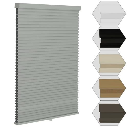 Cordless Blackout Window Blinds & Shades 24″W x 50″H Color-coordinated Grey