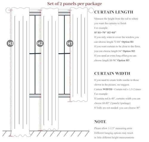 Neutral 10 ft Blackout Curtains 120 Inches 40″W x 120″L (Pack of 2) Birch