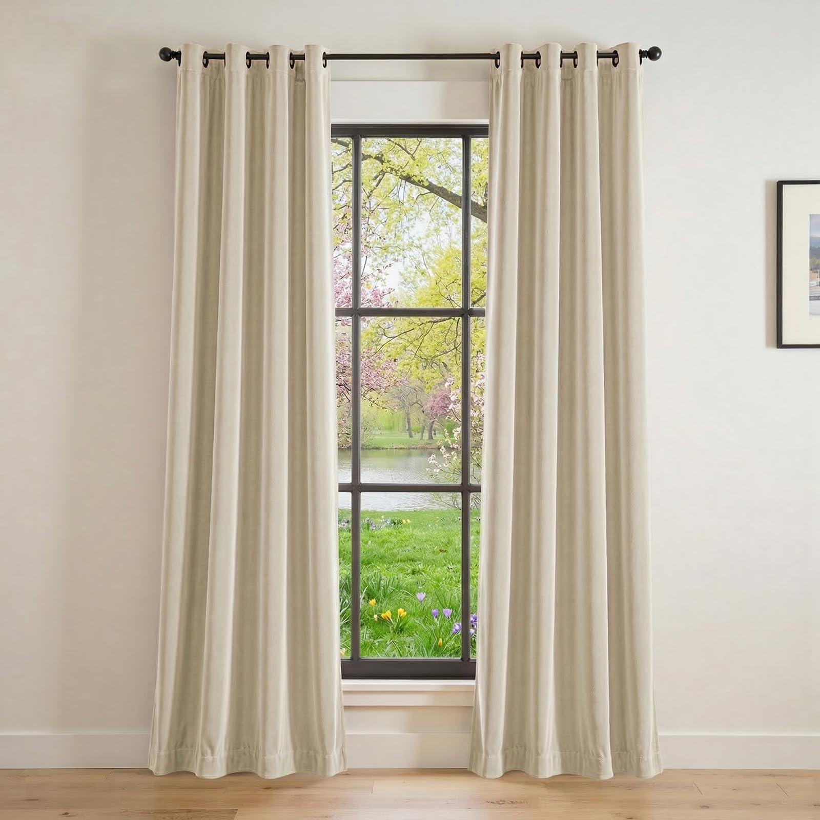Lazzzy Polyester Curtains Beige 52″W x 90″L (Pack of 2), *Grommet |