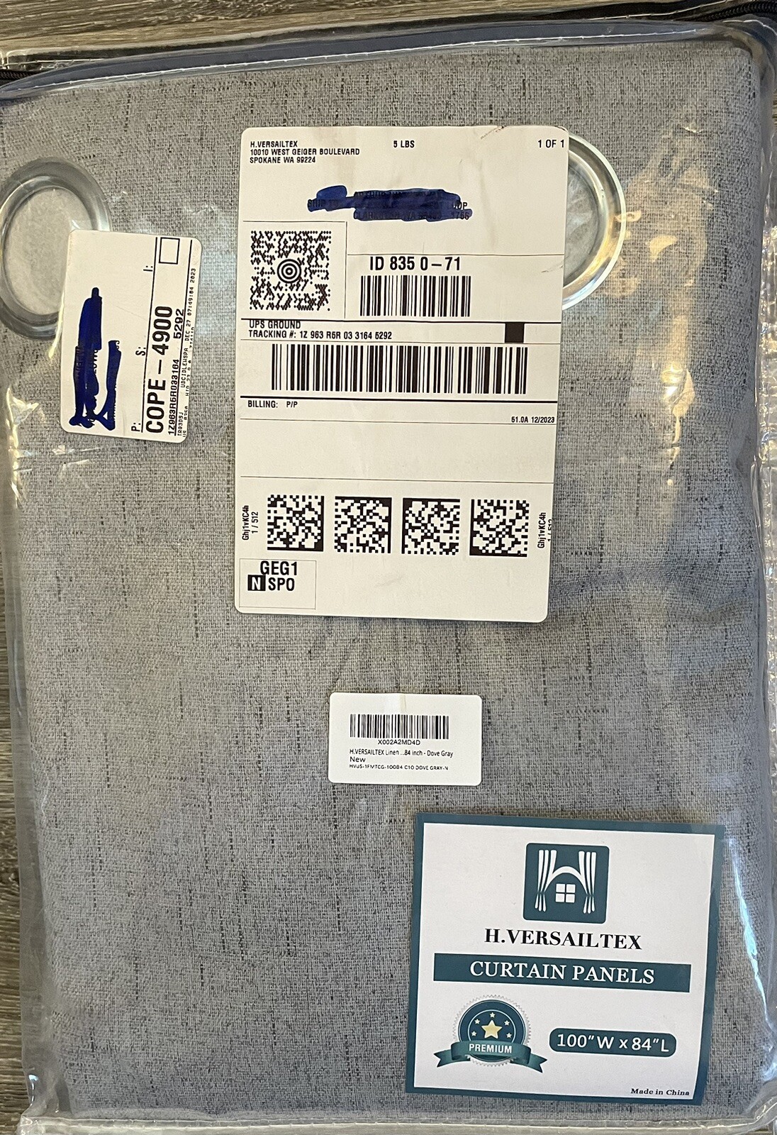 H. Versailtex Curtain Panels 100×84” (50×84” Each) Dove Gray Linen Grommets NIP