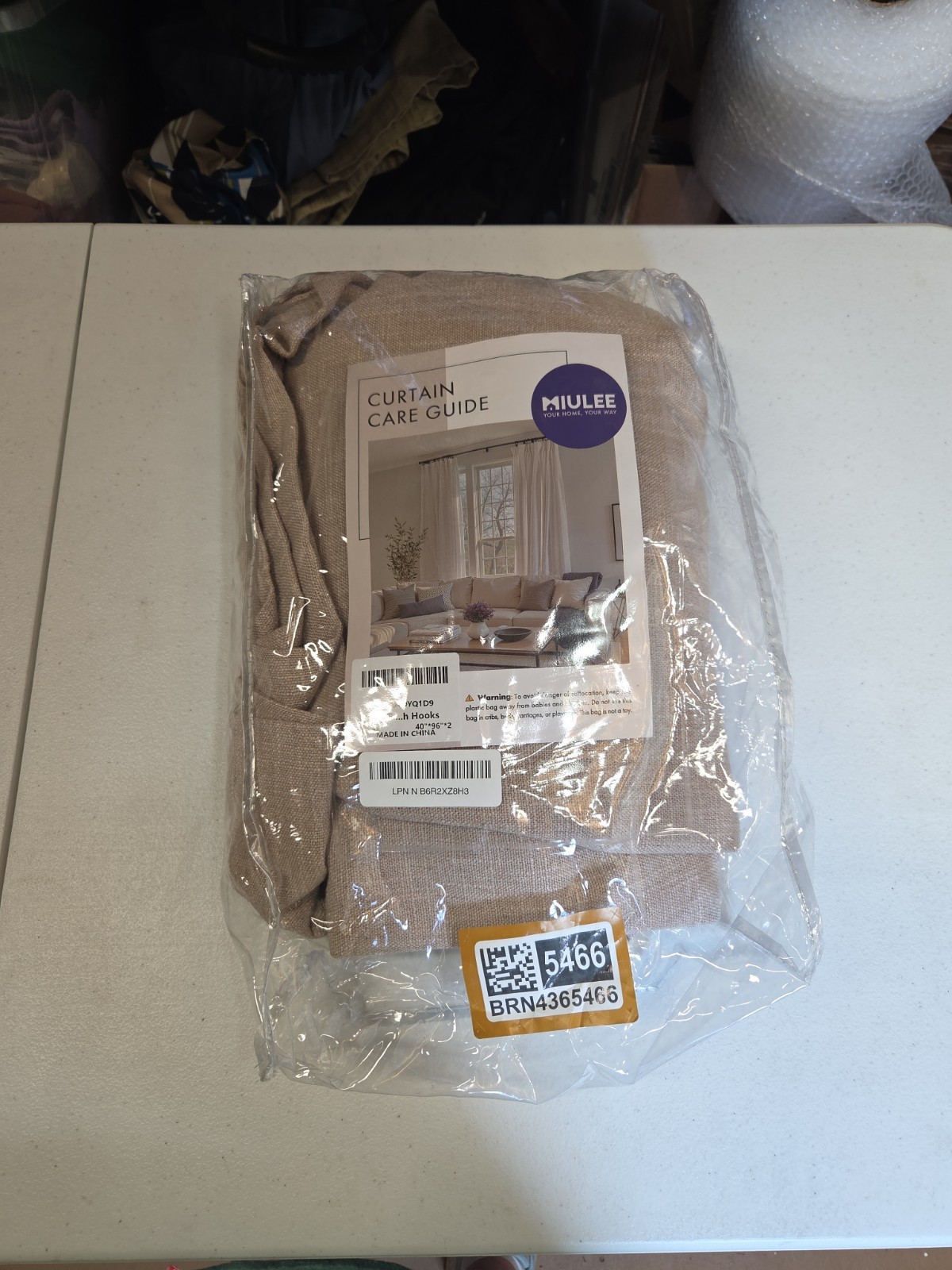 MIULEE Beige Linen Blend Curtain Panel 40×96 With Hooks 1 Panel New