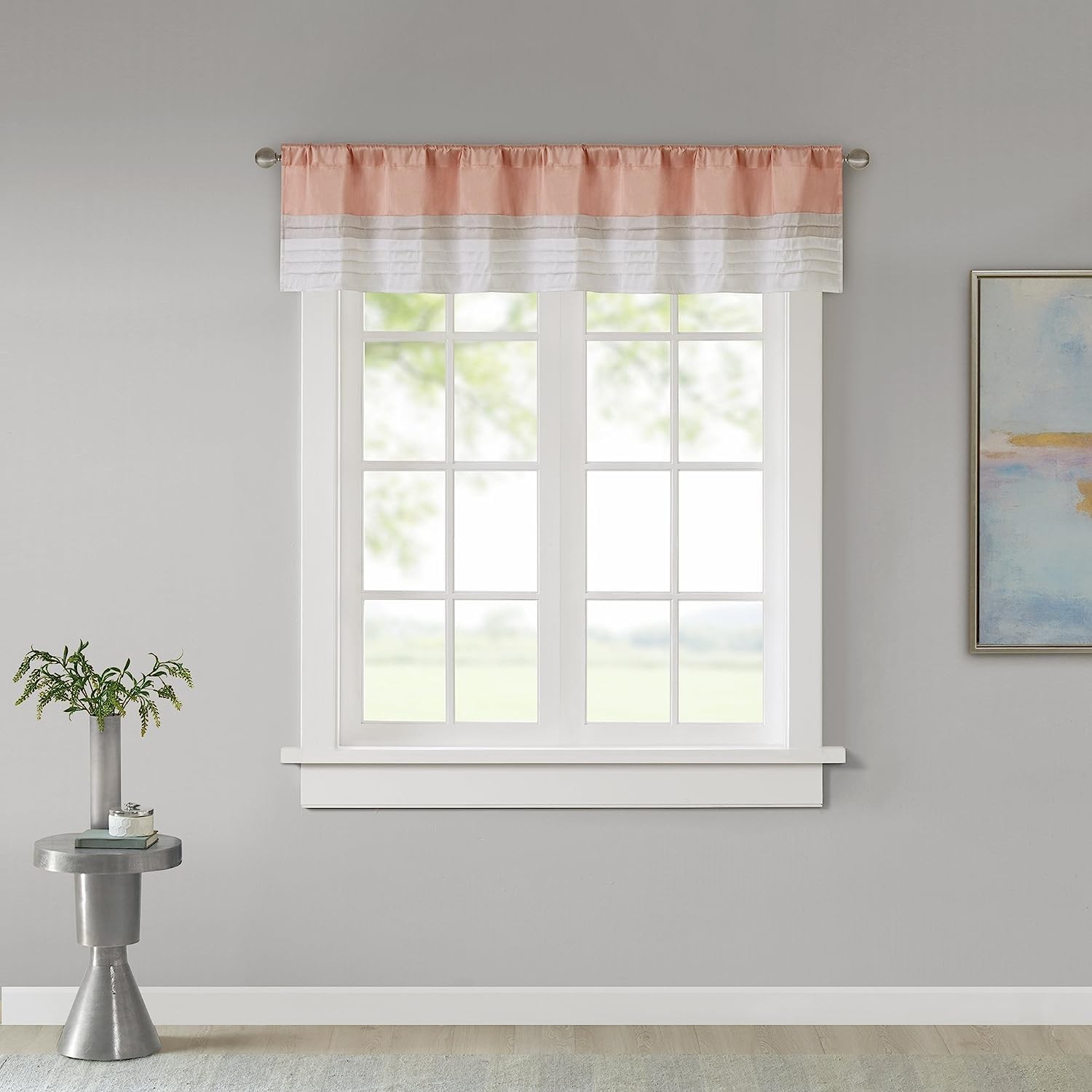 Madison Park Rod Pocket Valance Window 50″W x 18″L (Pack of 1), Coral