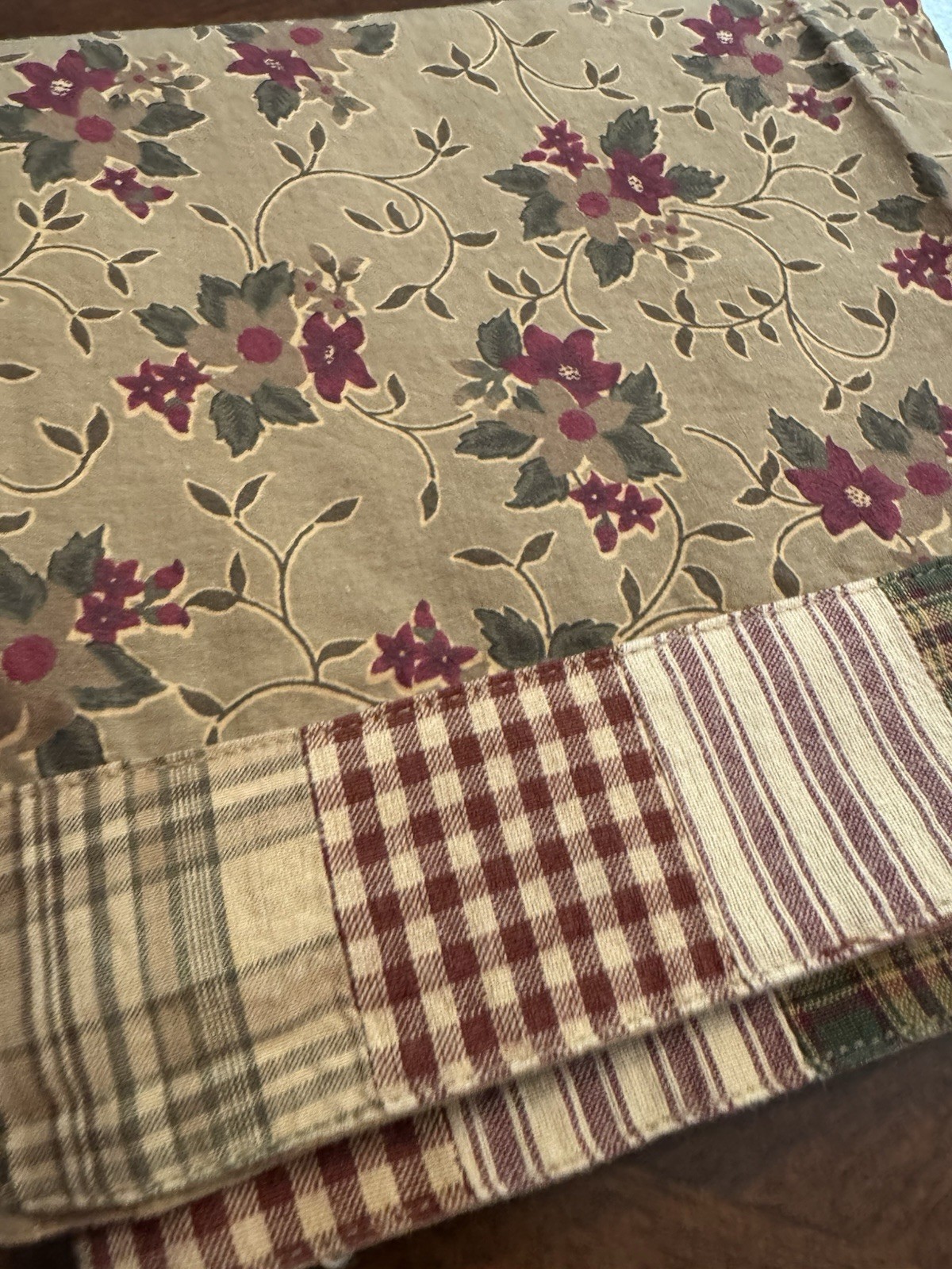 2 ~~Nancy’s Nook Valance Curtains Farmhouse Prim Patchwork Floral Plaid Farm