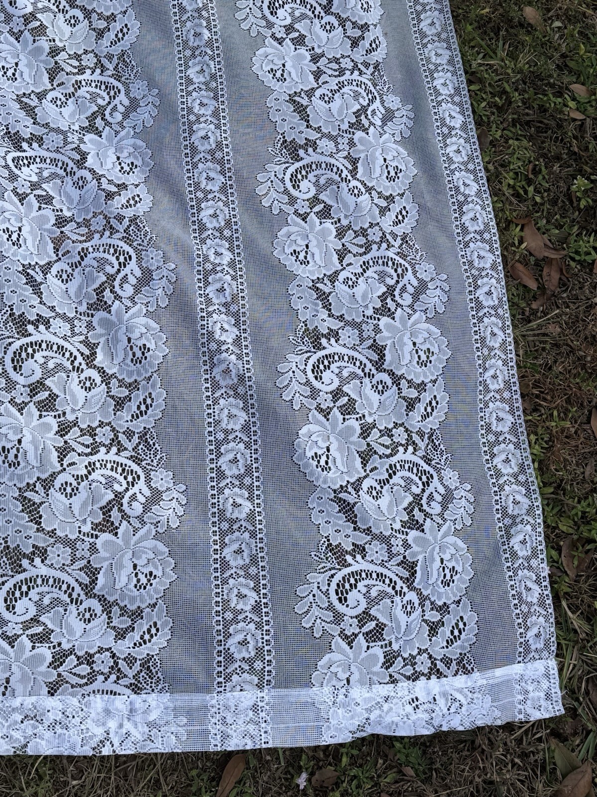 Curtain Lace Panel White Floral Polyester 1″ Pocket Rod 60″ Wide x 82″ Length