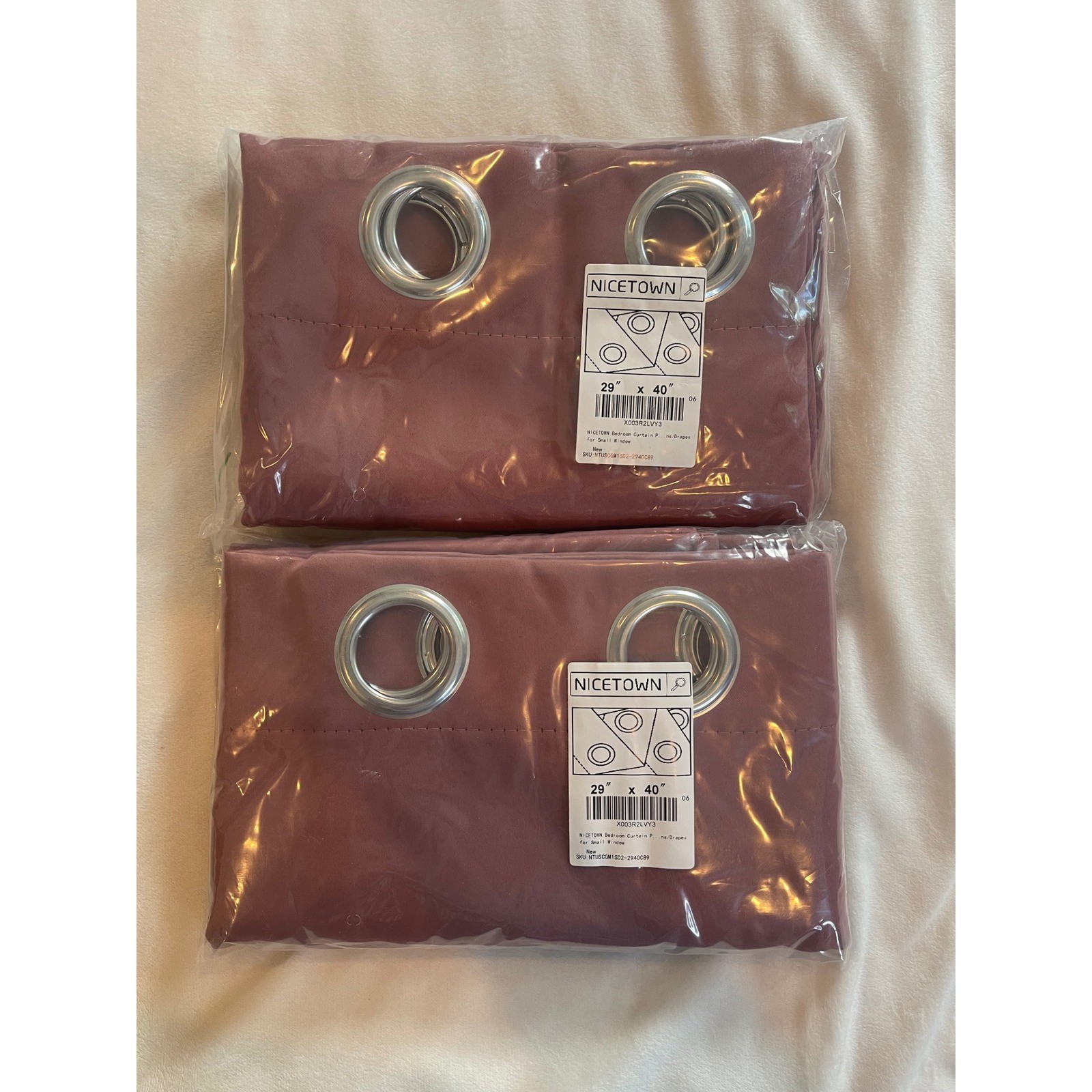 NICETOWN Bedroom Curtain Panels Grommet Top Mauve Pink 29×40 Set of 2 New