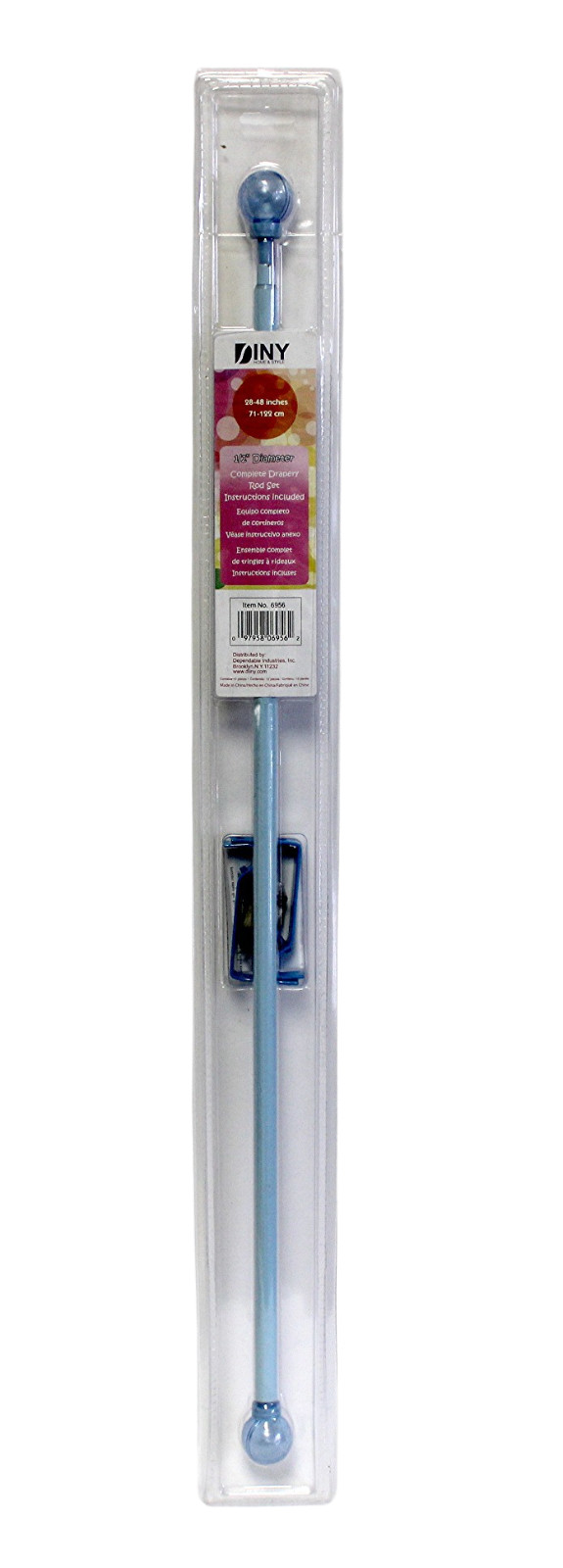 Complete Drapery Curtain Rod Set 1/2″ Diameter Blue Size 28-48 inches