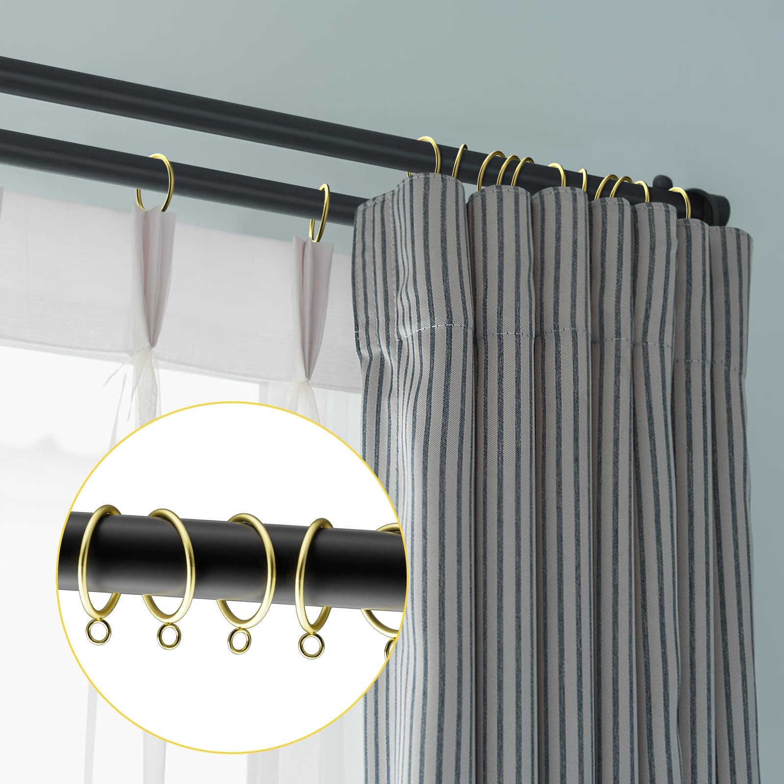 1.5 inch Inner Diameter, 14 Pack Curtain Rings Gold,1.5 Inch Diameter