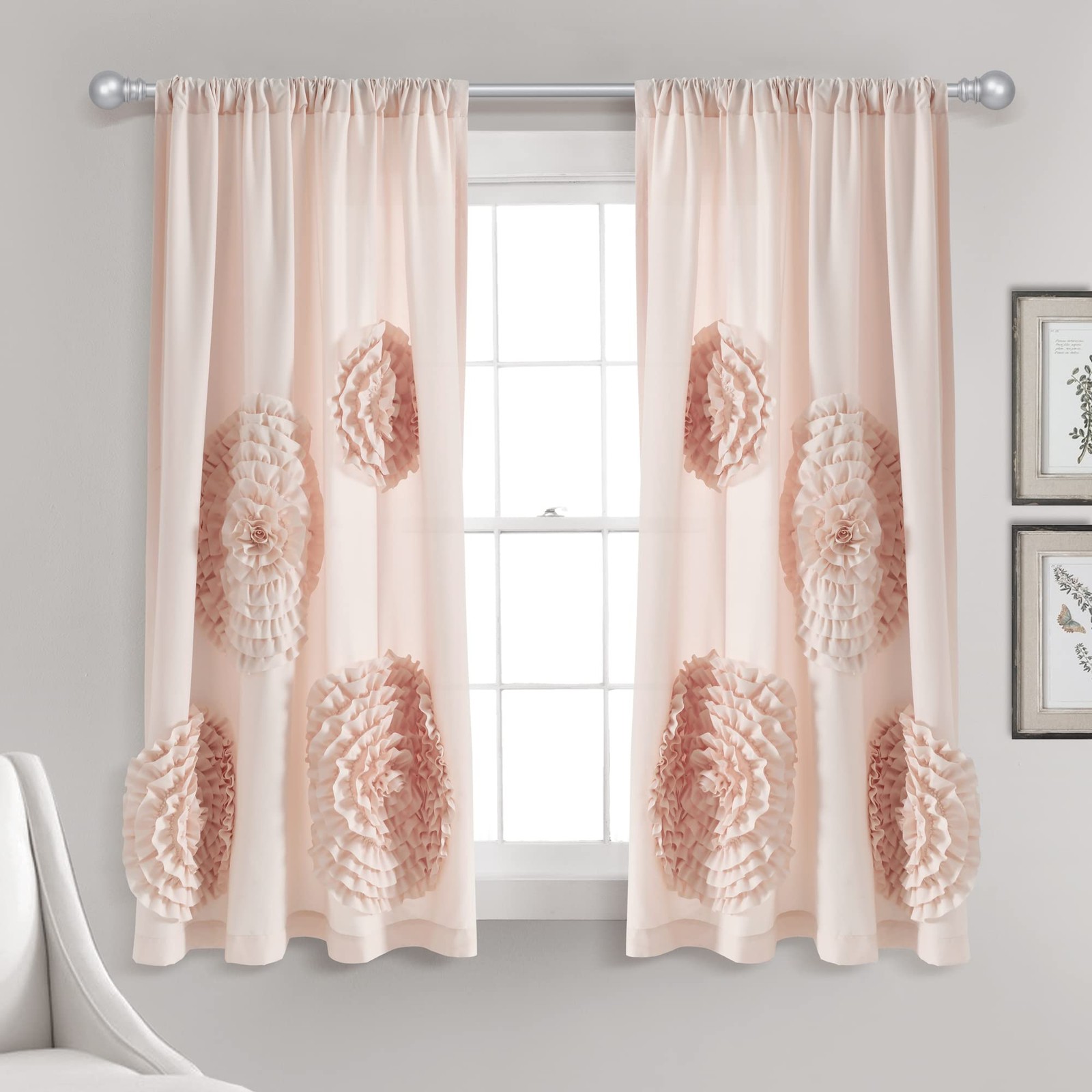 Serena Light Filtering Window Curtain Panel, Single, 54″ W x 63″ L, Blush – D…