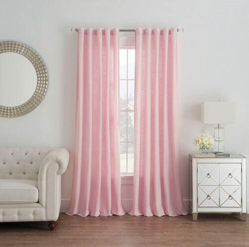 Cambria Malta 82-Inch Rod Pocket Back Tab Single Curtain Panel in Pink