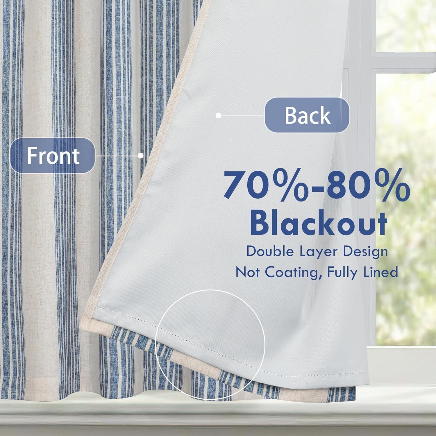 Chris Double Layer Blackout Tie Up Curtains Thermal Insulated Fully Lined Ver…