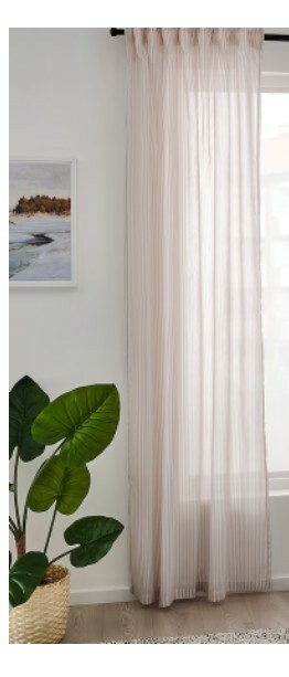 IKEA BYMOTT Curtain 1 PANEL, white/light gray stripes 47×98″405.099.68