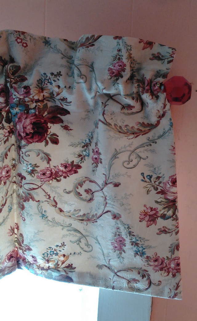 WAVERLY “TEA ROSE” CUSTOM LINED VALANCES- 3 AVAILABLE – COTTON BROCADE FINISH