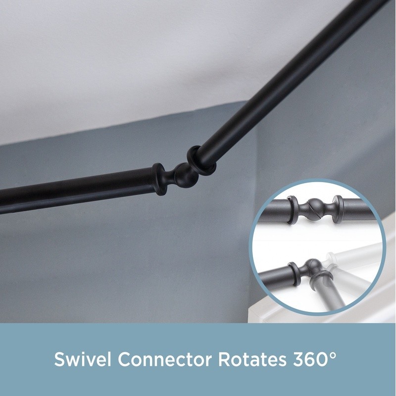 Bryce Adjustable Bay Window Curtain Rod Steel Telescoping Hardware Set New