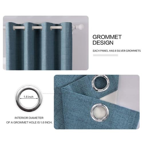 Linen Texture Curtains for Bedroom Solid 52″W x 84″L (Pack of 2) 2 Dusty Blue