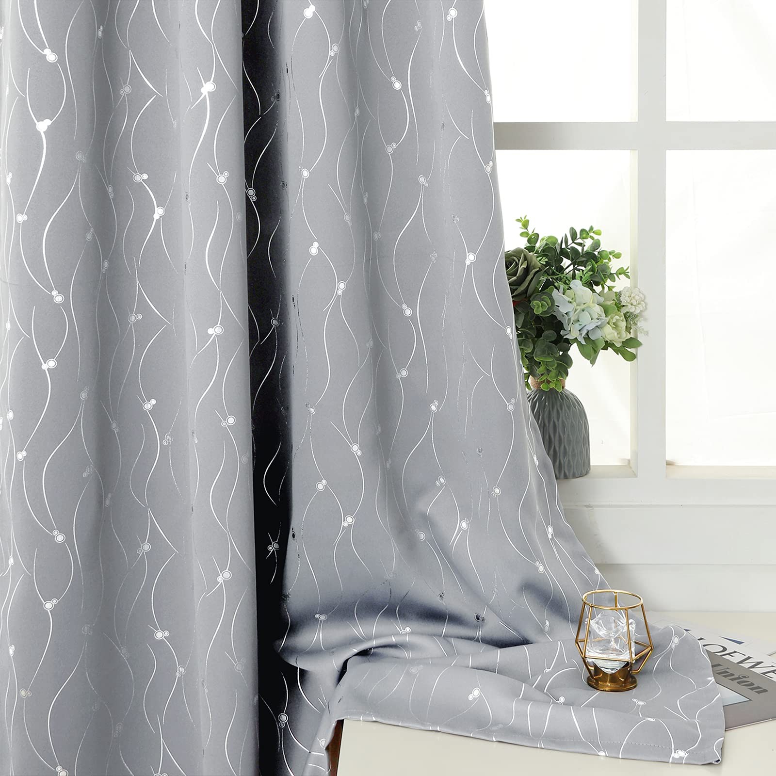 BGment Blackout Curtains 72 Inch, 2 Panels, 52×72, Light Grey