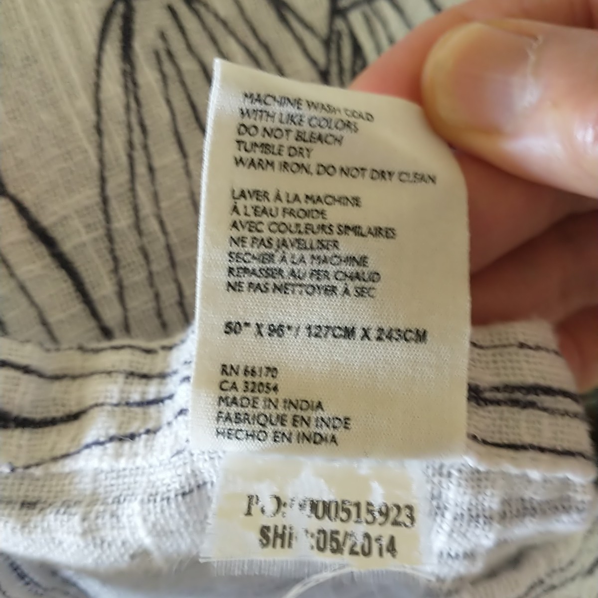 Mara Hoffman Curtains White Blue Geometric Print Cotton Lined 48×91″ 2x Panels