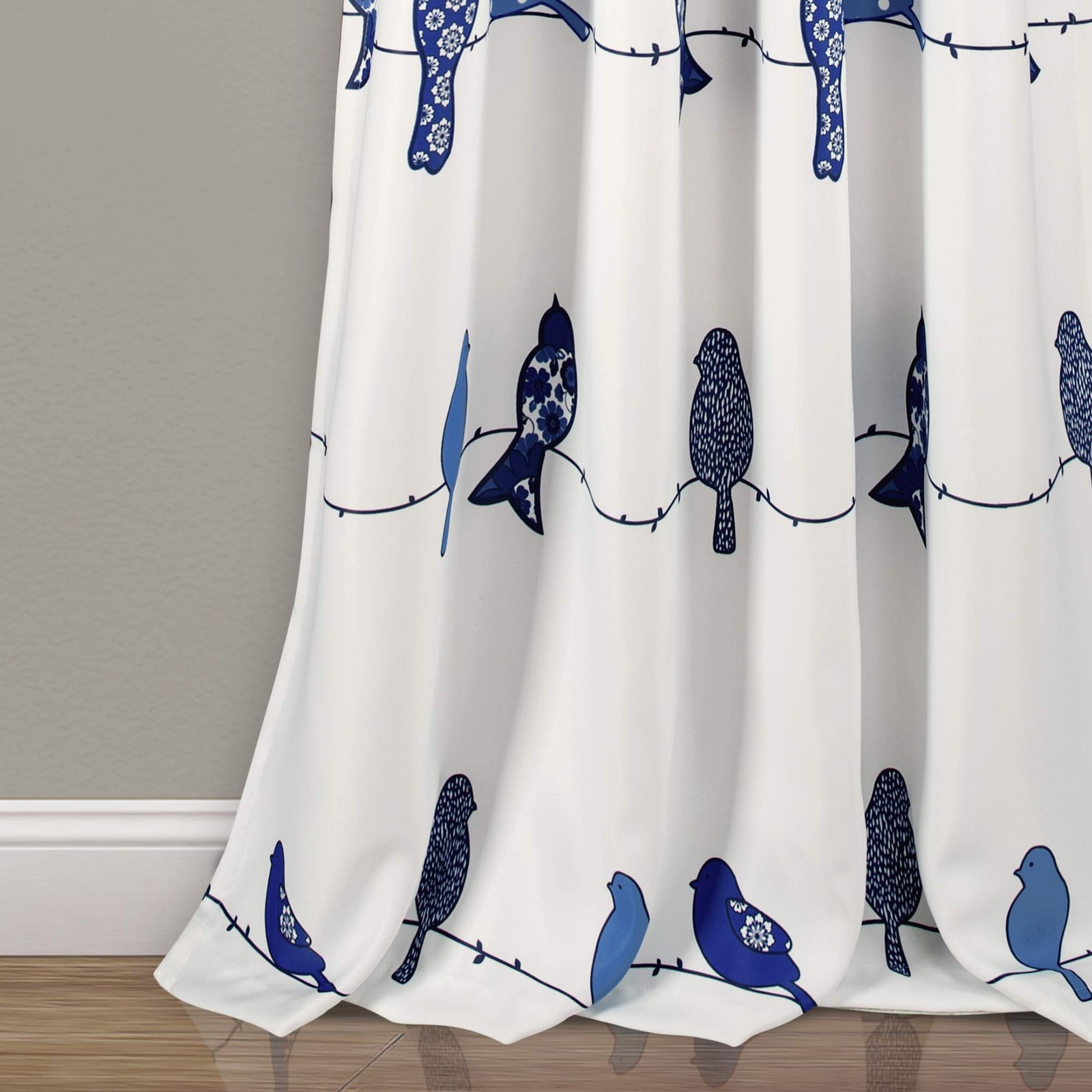 Rowley Birds Light Filtering Window Curtain Panels, Pair, 52″ W x 84″ L, Navy…