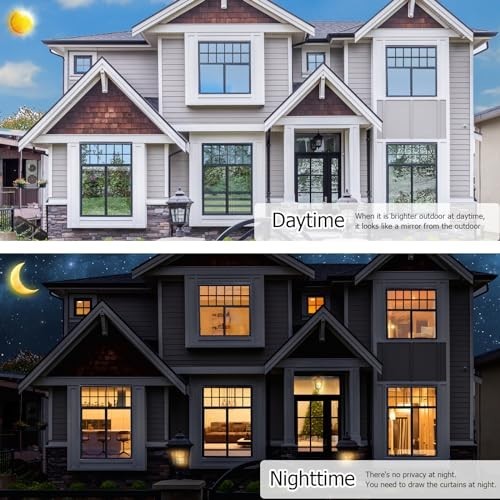 Reflective One Way Window Film – Daytime Privacy, Sun Blocking, Static Cling Tin