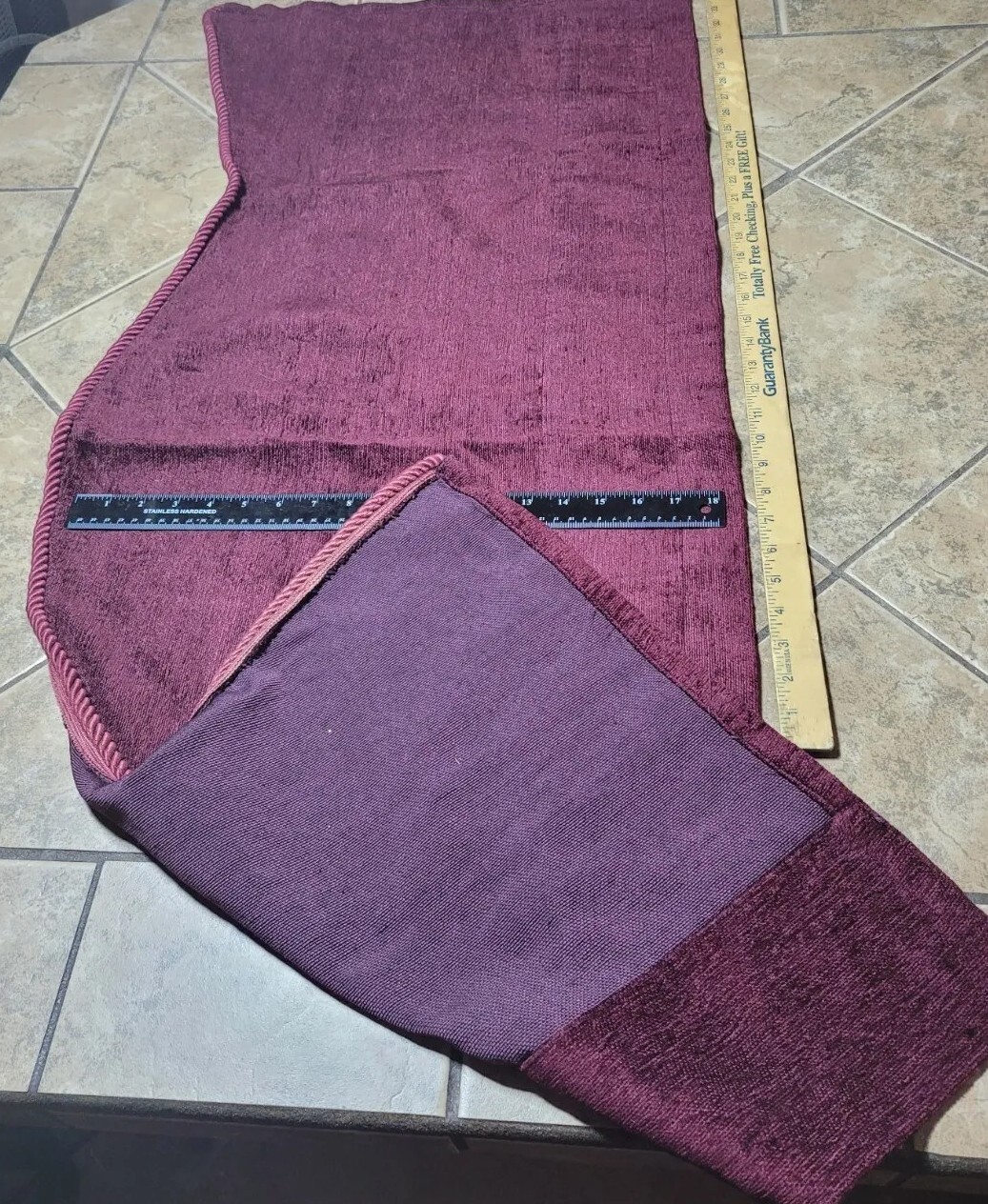 Wine Burgandy Rod Pocket Scalloped Curtain Valance W/ Rope Finish 52.5″ Long VTG