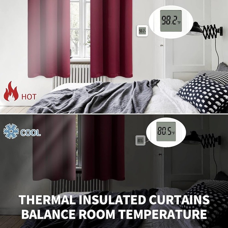 Blackout Curtains Polyester Thermal Insulated Grommet Panels Noise Reducing New