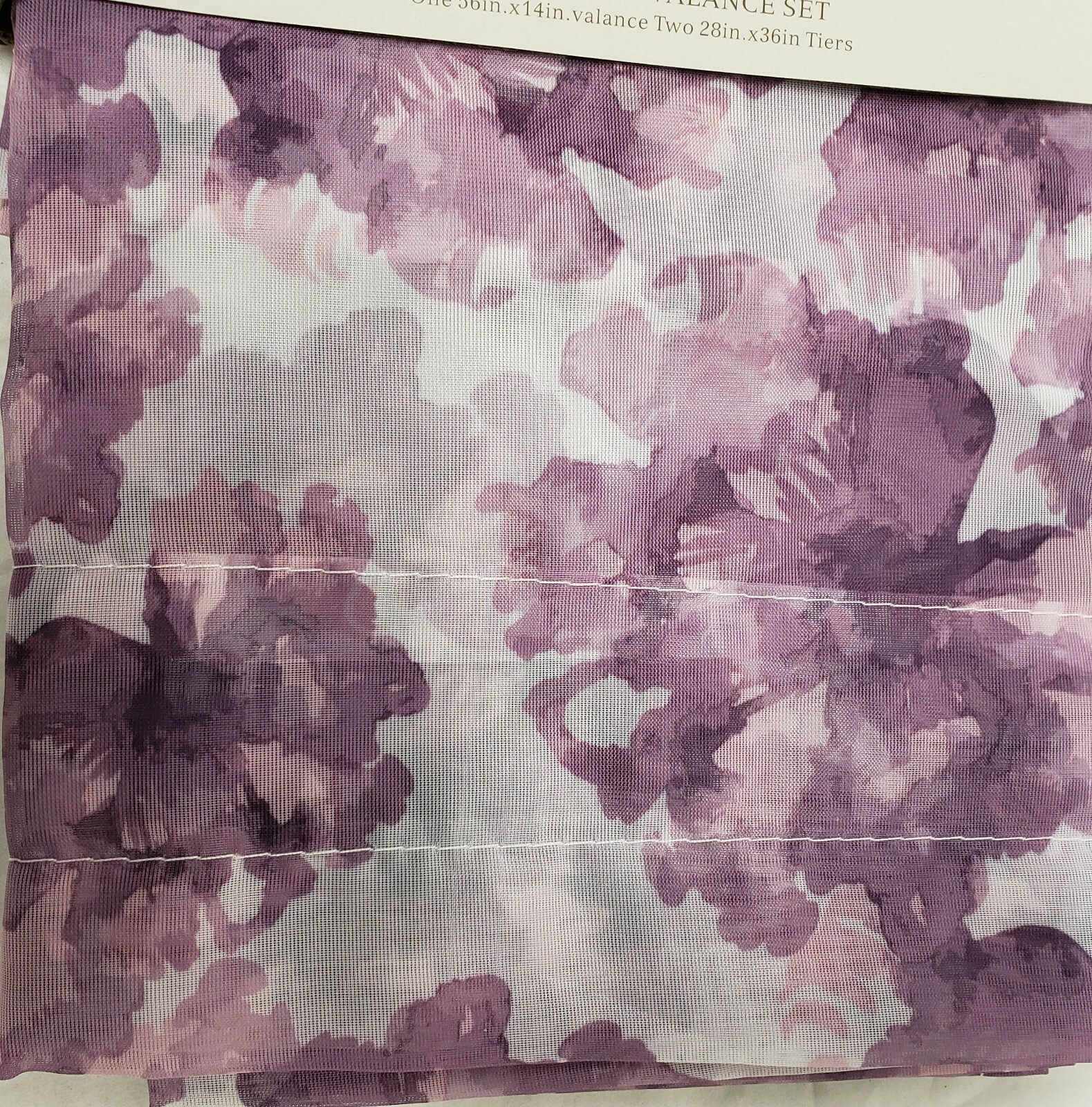 3pc Curtains Set: 2 Tiers (28″)& Valance (56″x14″) PURPLE FLOWERS, Nant