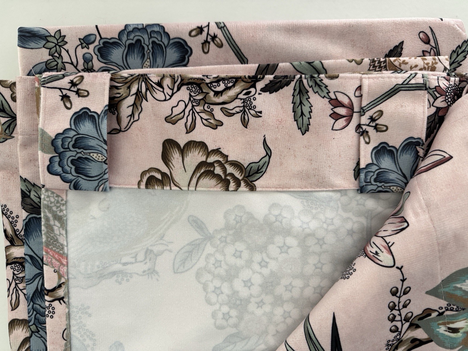 CALLISTO Window Curtains 2 Panels 38” X 84″ Peacock Birds Drapers Back Top Blush