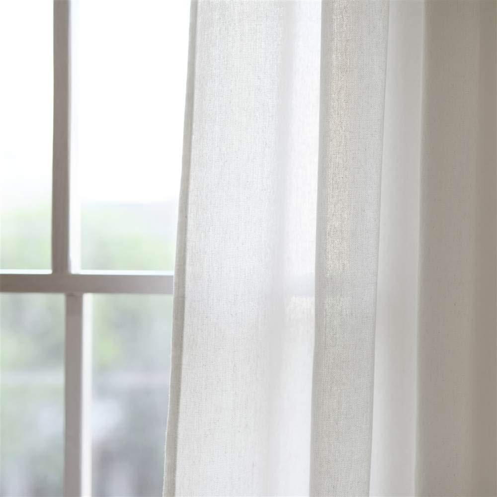 Burlap Knotted Tab-Top Window Curtain Panel Pair, 45″W x 84″L, Light Linen