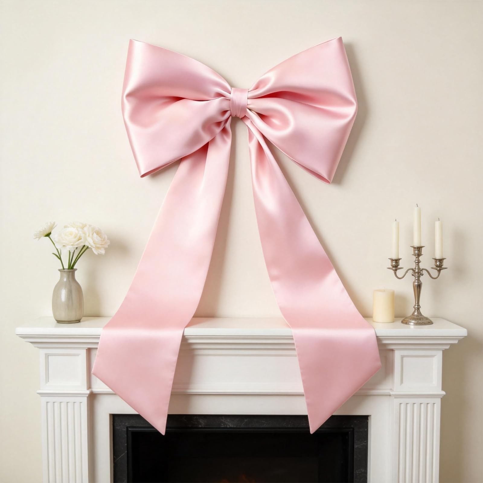 24×36 Inch Large Pink Bow Coquette Wall Decor Giant Ribbon Hanging Party