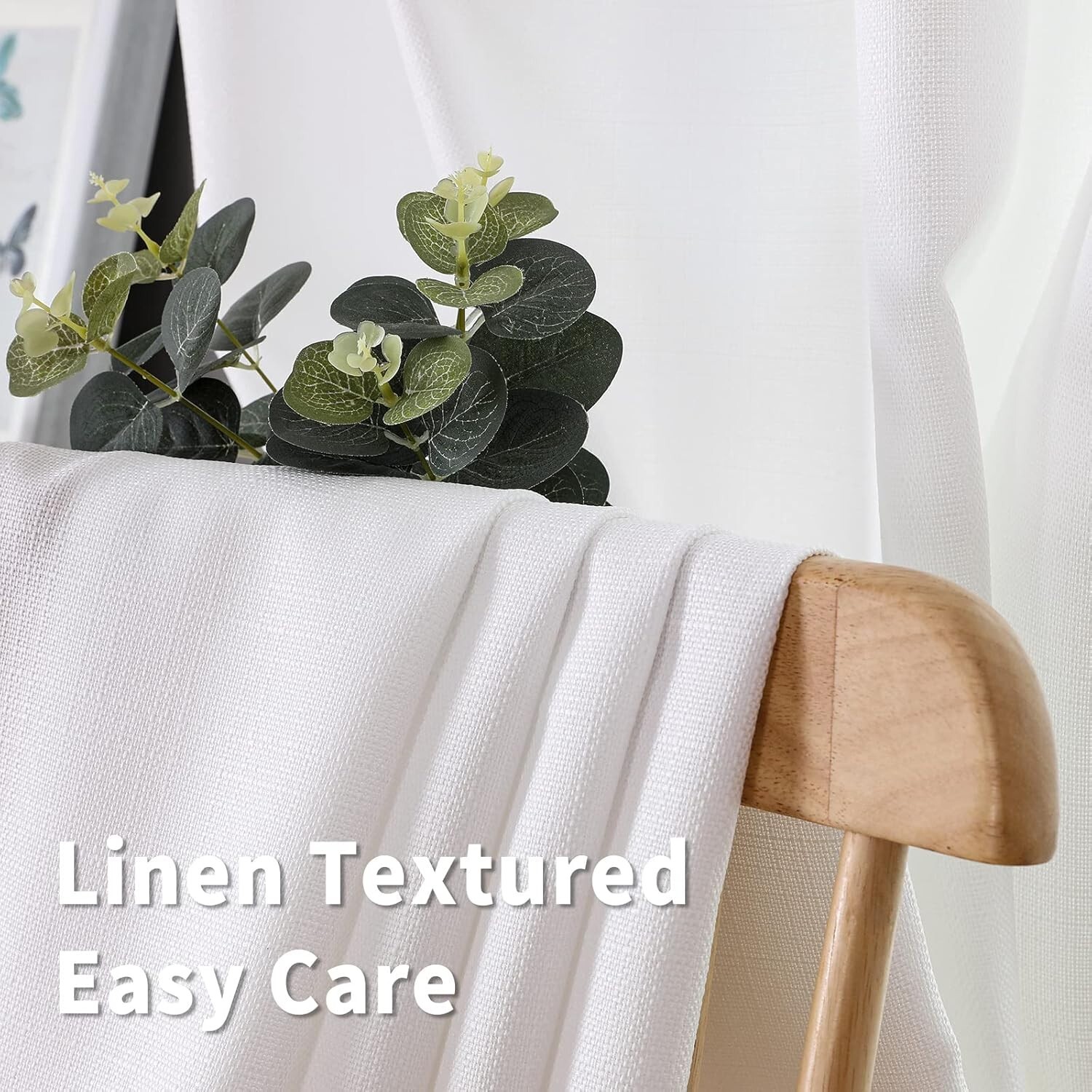 Pack of Two (2) BGment: Extra Long Flax Linen Window Drapes (52″ x 120″) White
