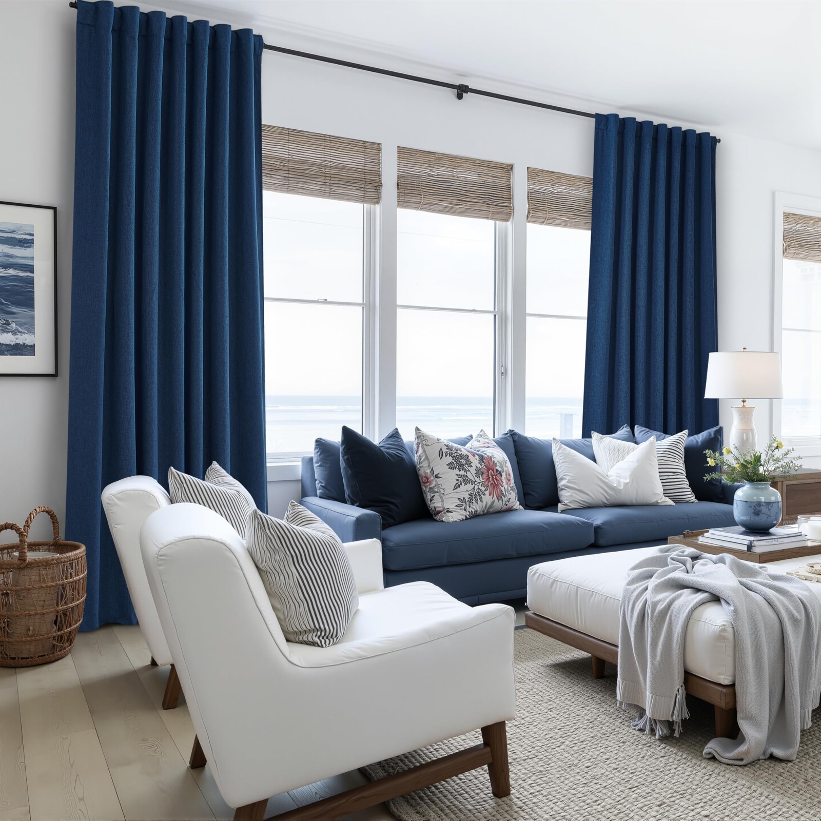 Navy Blue Blackout Curtains 108 Inch Length for Boys Rooms/Bedroom, Floor to …
