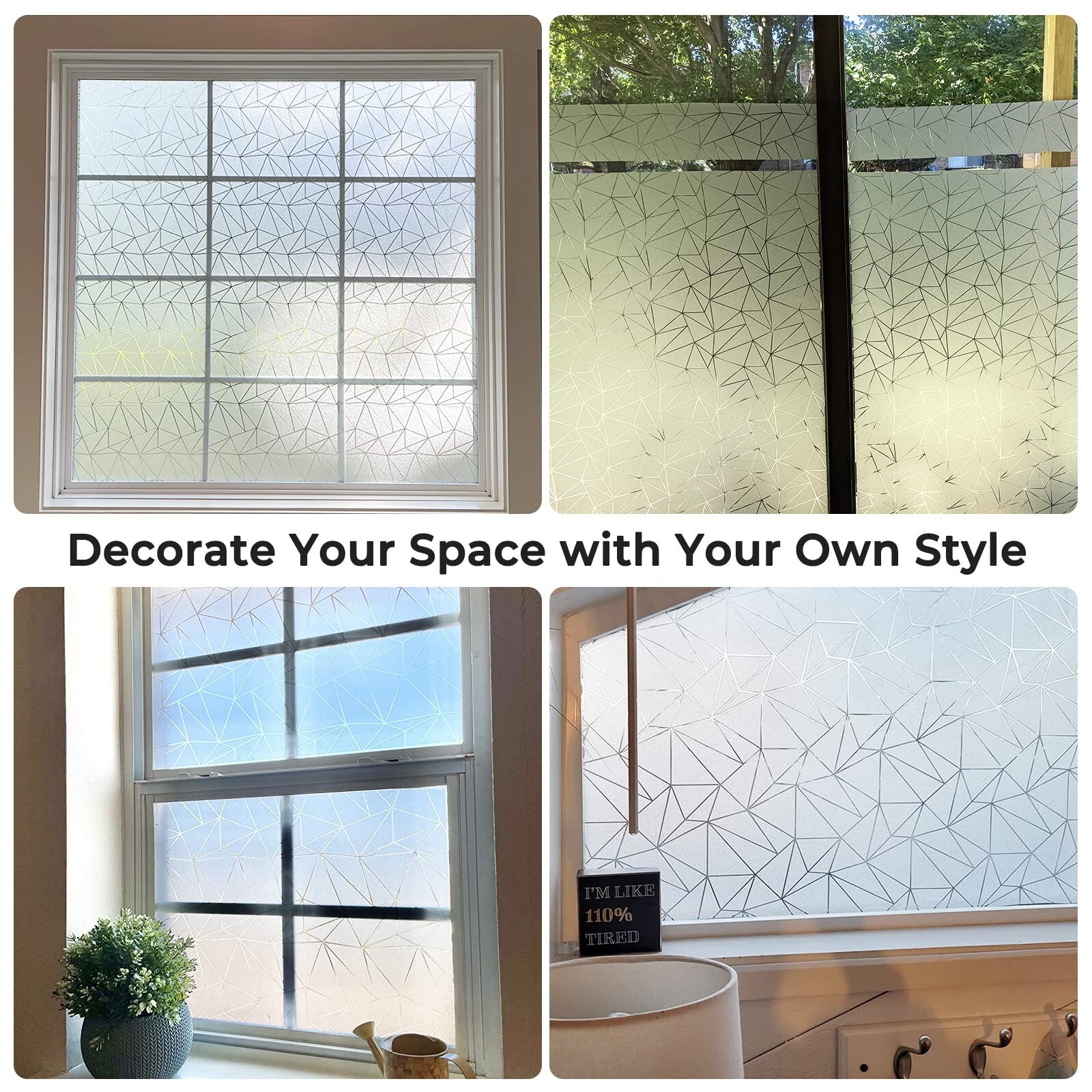 Coavas Window Privacy Film Frosted Glass Window Clings Bathroom Frosting Wind…