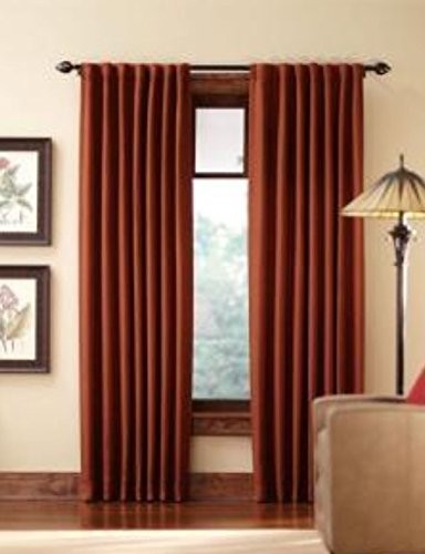 Home Decorators Collection Terracotta Tweed Room Darkening Back Tab Curtain, 84″