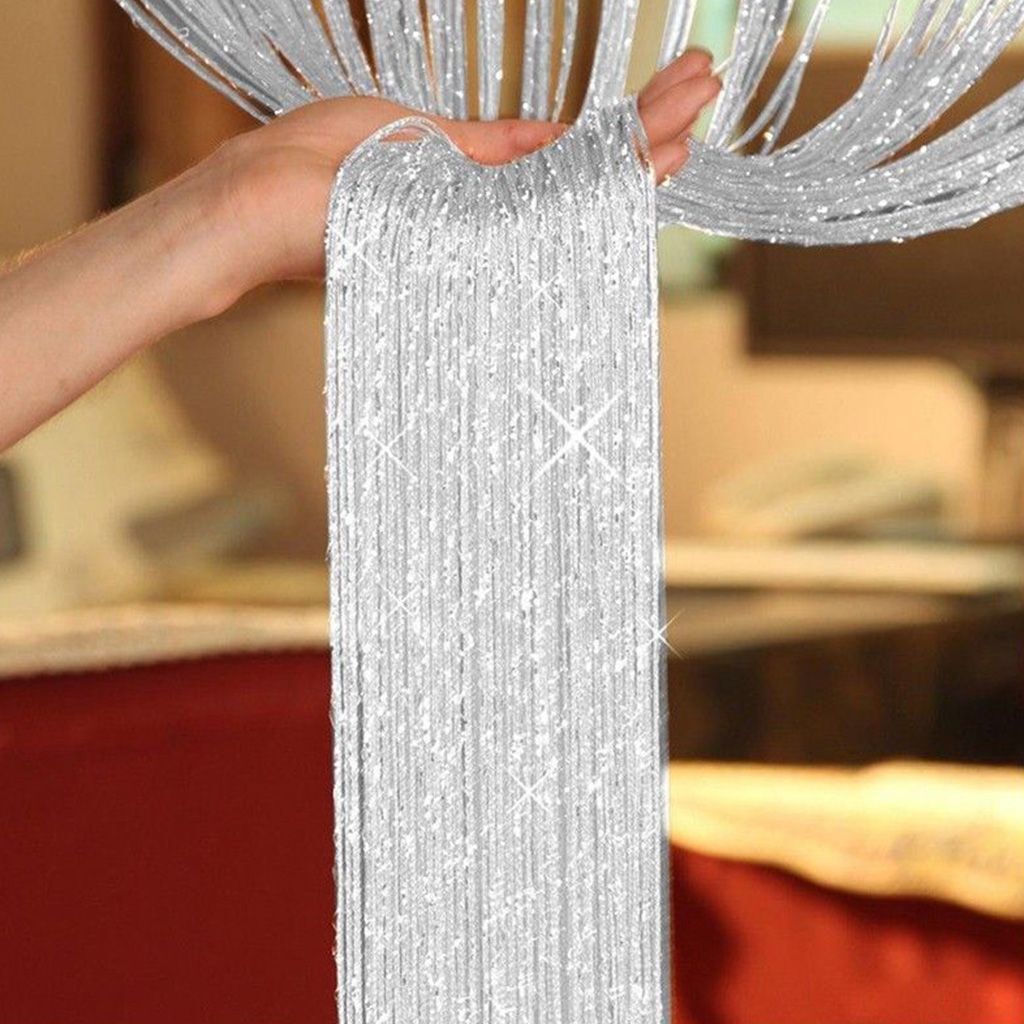 1-2Pack Glitter String Door Curtain Fly Screen Room Divider Window Panel Tassel