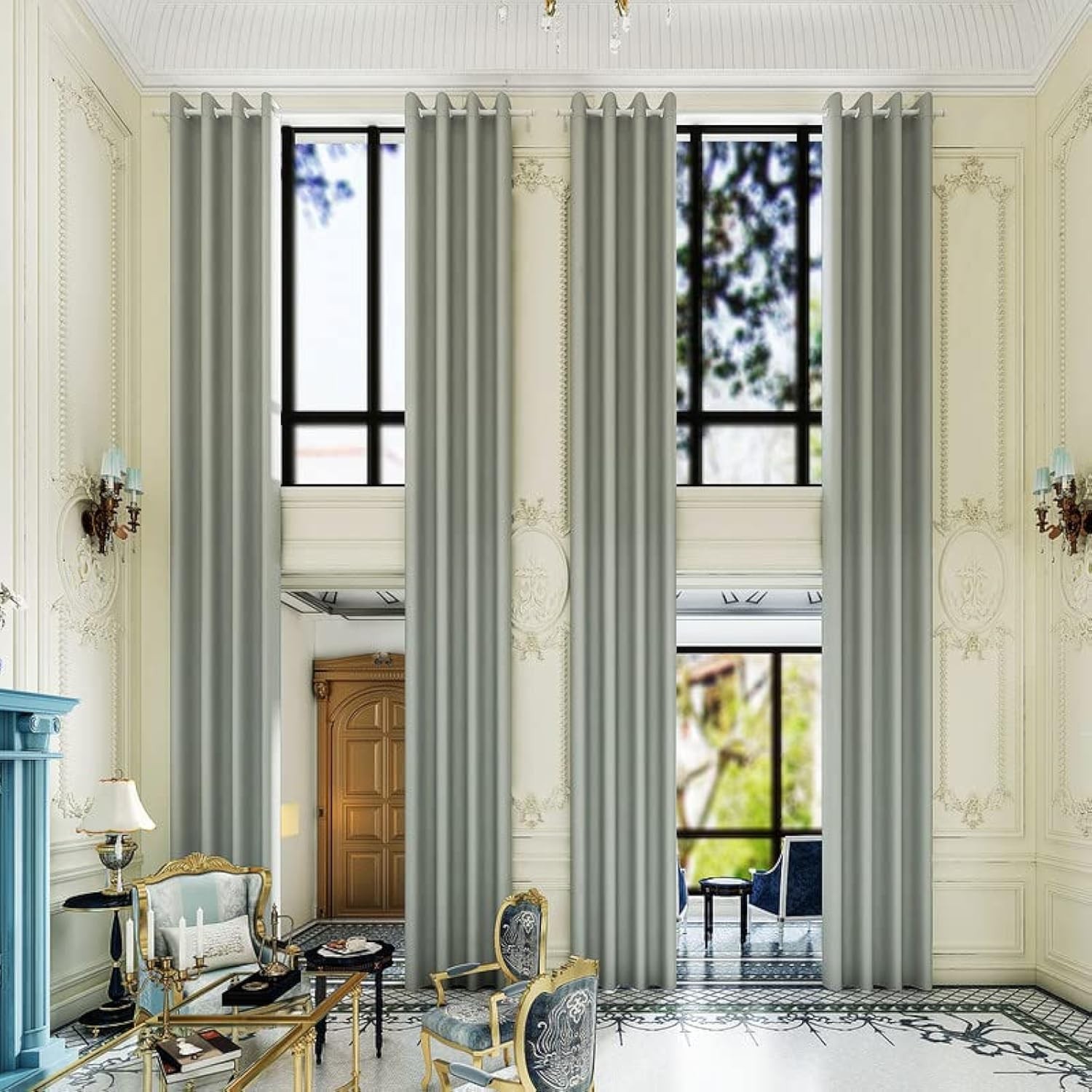 Grichril Extra Long Blackout Curtains 132 144 156 168 192 204 216 228 240 Inch