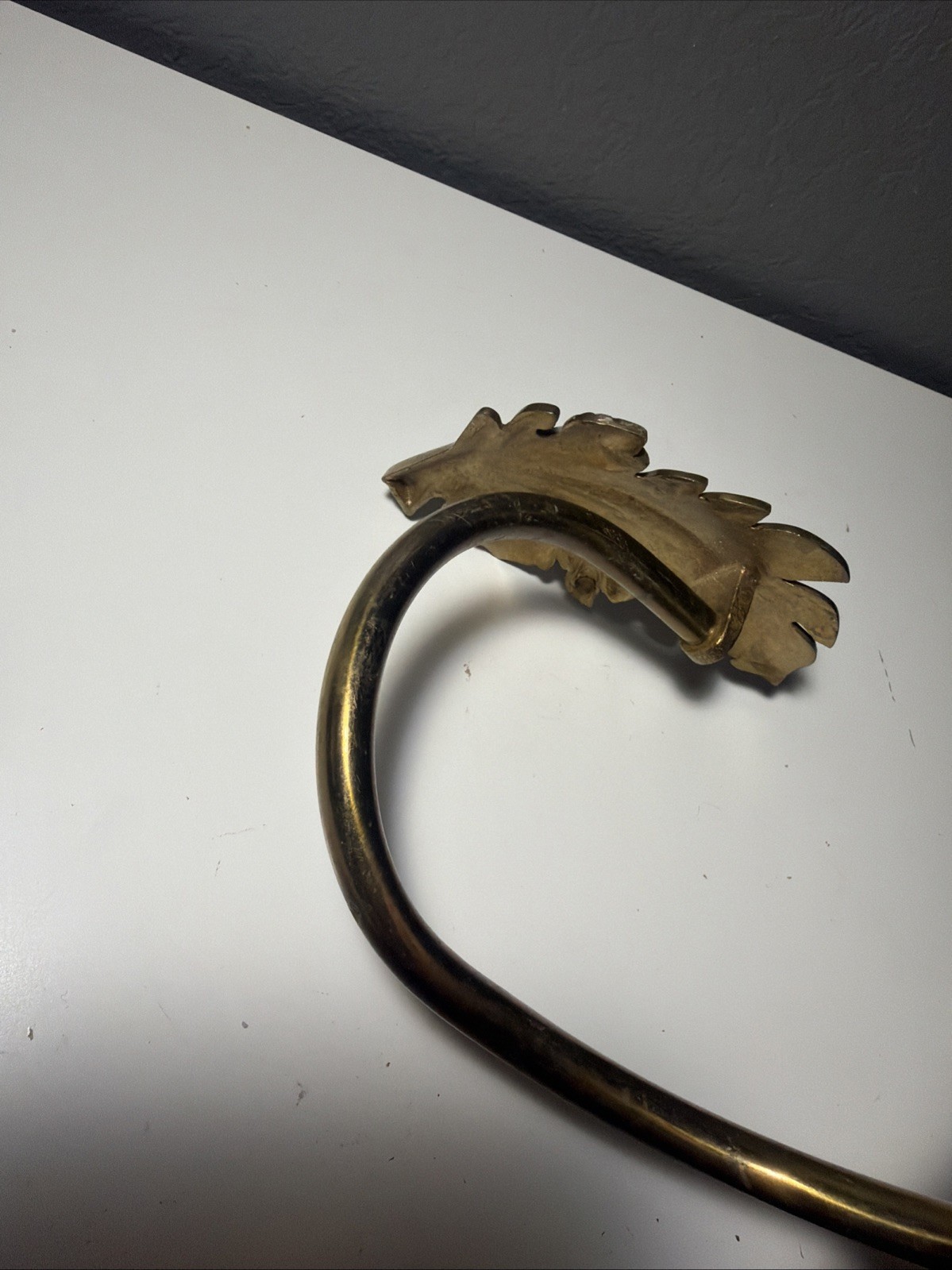 Pair of Vintage Brass Leaf Curtain Tiebacks~ French Art Deco Style