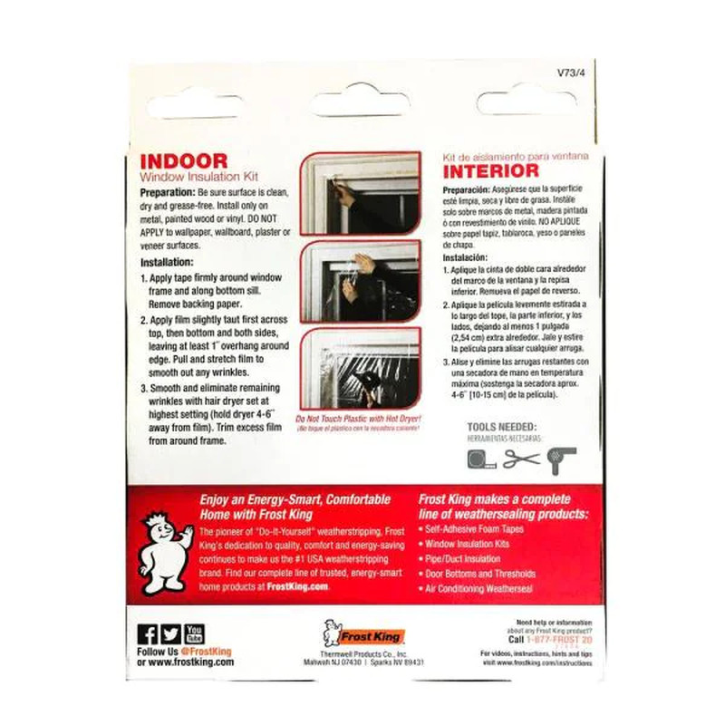 NEW 4-PACK Interior Indoor Window Insulation Kit for Four Windows Easy Install