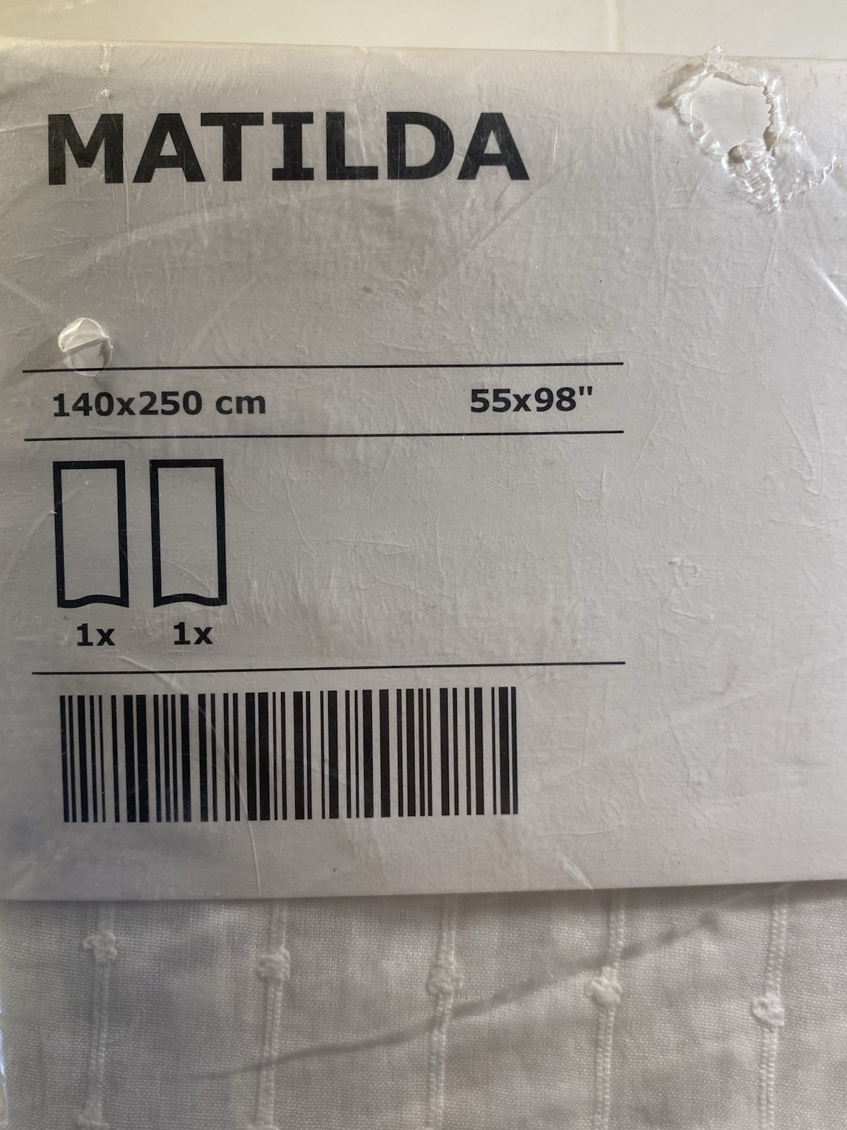 Vtg Ikea Matilda Light Filtering Sheer White Tab Top Curtains Long 55 X 98″ New