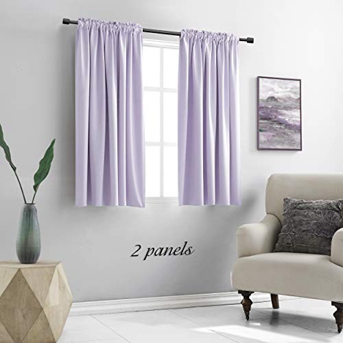 DONREN 54 Inch Length Lavender Purple Blackout Curtains for Kitchen – Small