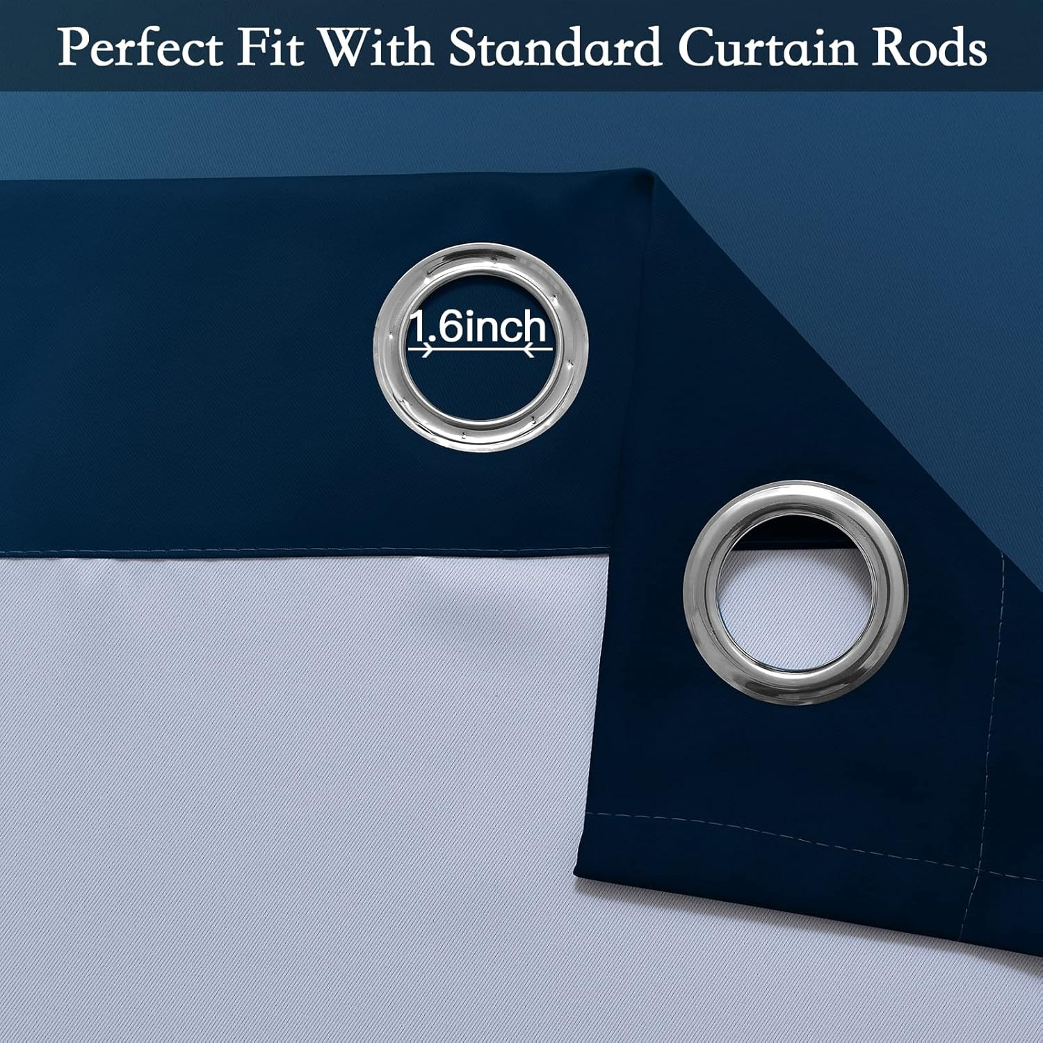 Ombre Blue to Grey White Curtains for Living Room 52Wx84L | Room Darkening Curta