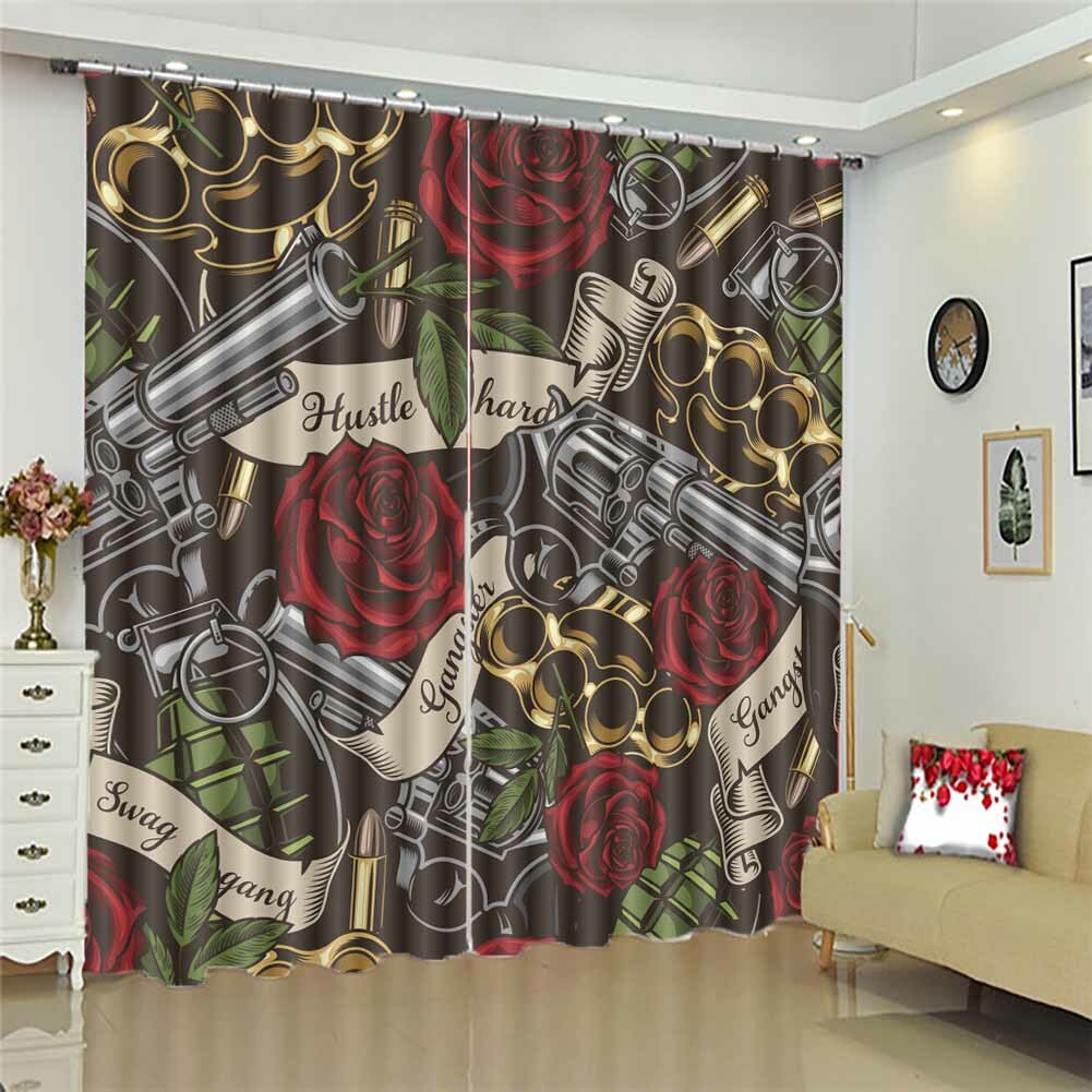 Red Line Expanded Ruby 3D Curtain Blockout Photo Printing Curtains Drape Fabric