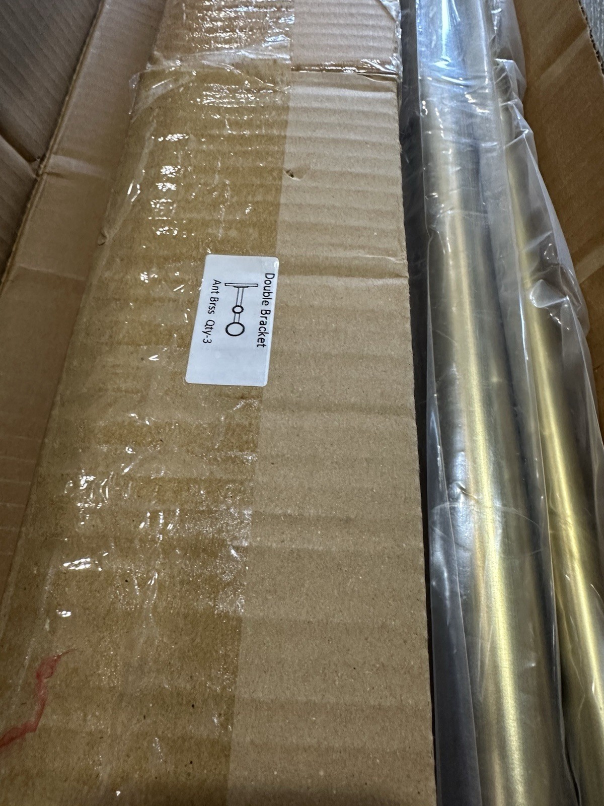 West Elm Oversized DOUBLE curtain rod brass 48-88″ NO FINIALS