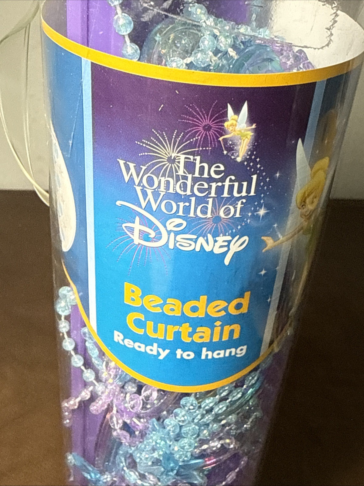 NEW Disney Tinkerbell & Stars Plastic Beaded Door Curtain Iridescent Purple Blue