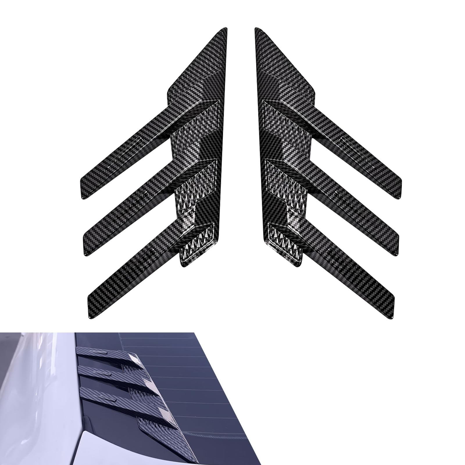 2 PCS Car Rear Windshield Sticker Decoration Accessory, 3D Carbon Fiber Rear …