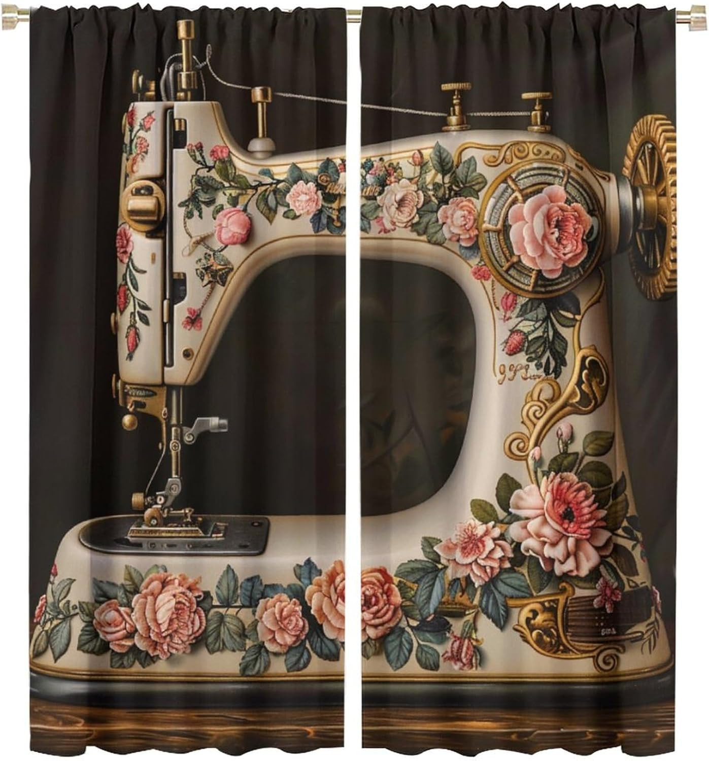 Victorian Style Blackout Curtains for Bedroom Living Room, Rod Pocket Sewing Mac
