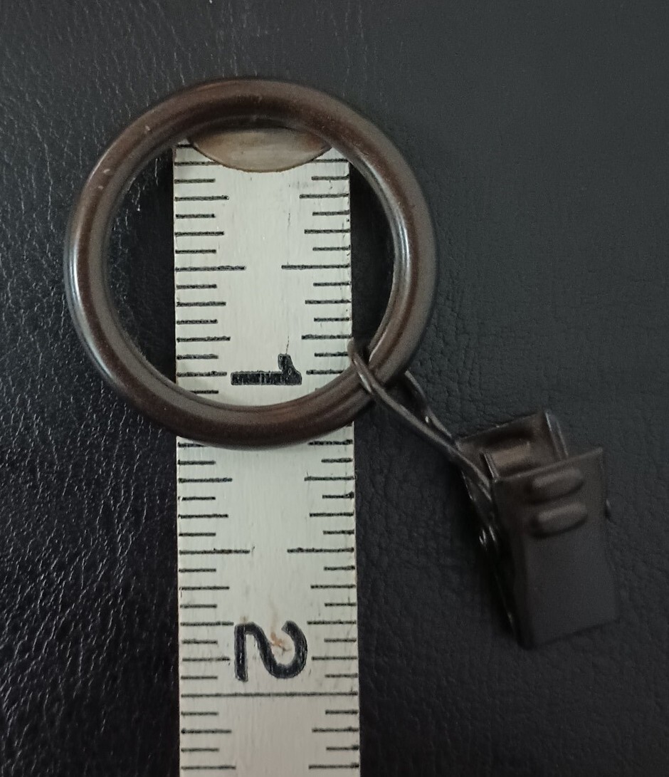 Metal Curtain Rings with Clips & Eyelets 24 QTY Black 1″ I.D. Clamp Rings Bronze