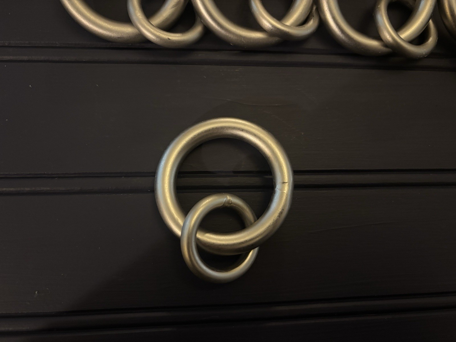 S/10 Pottery Barn Brushed Nickel/Pewter Standard Small Double Curtain Rings NOS
