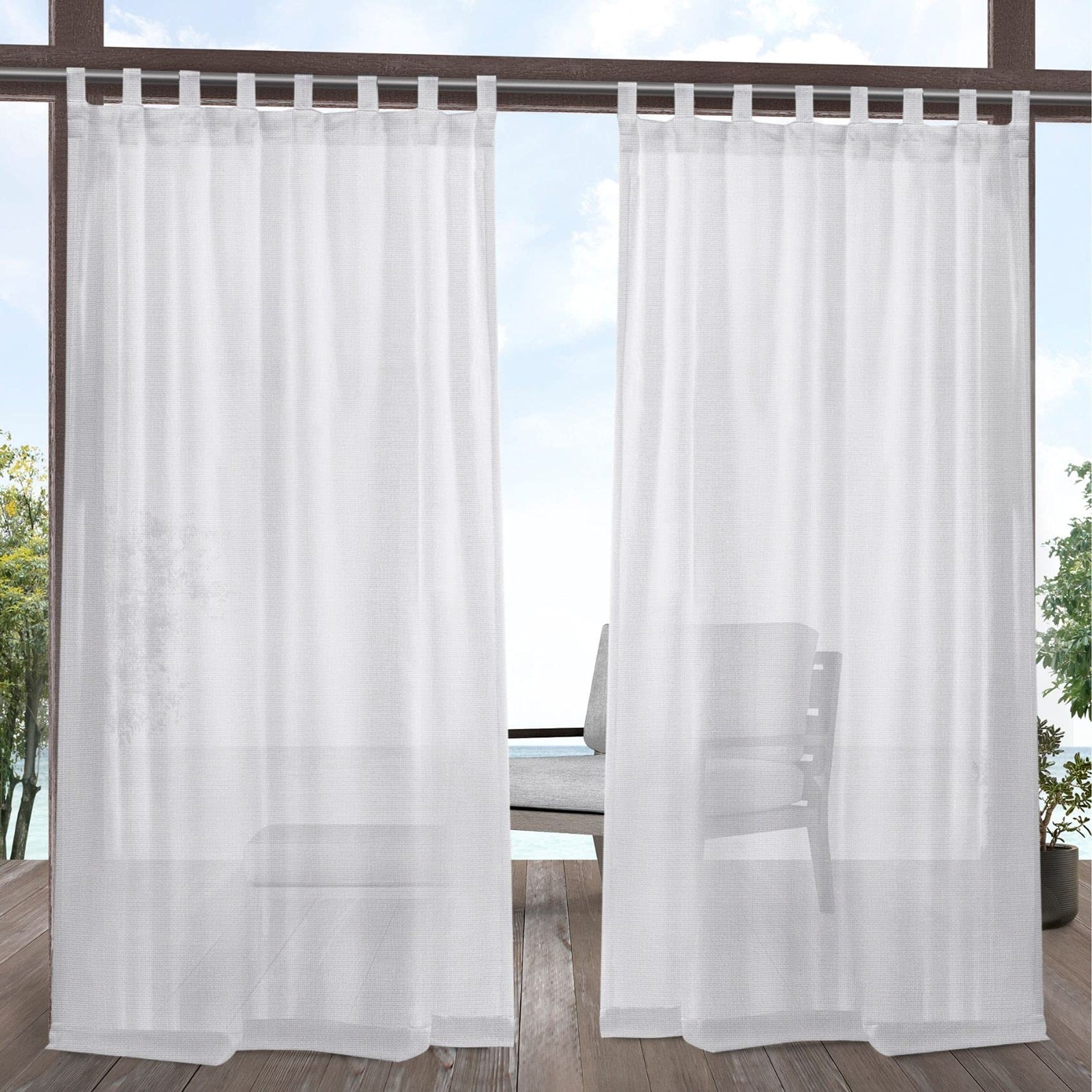 Exclusive Home Miami Curtain Panel Pair 54″x96″ Winter White Semi-Sheer