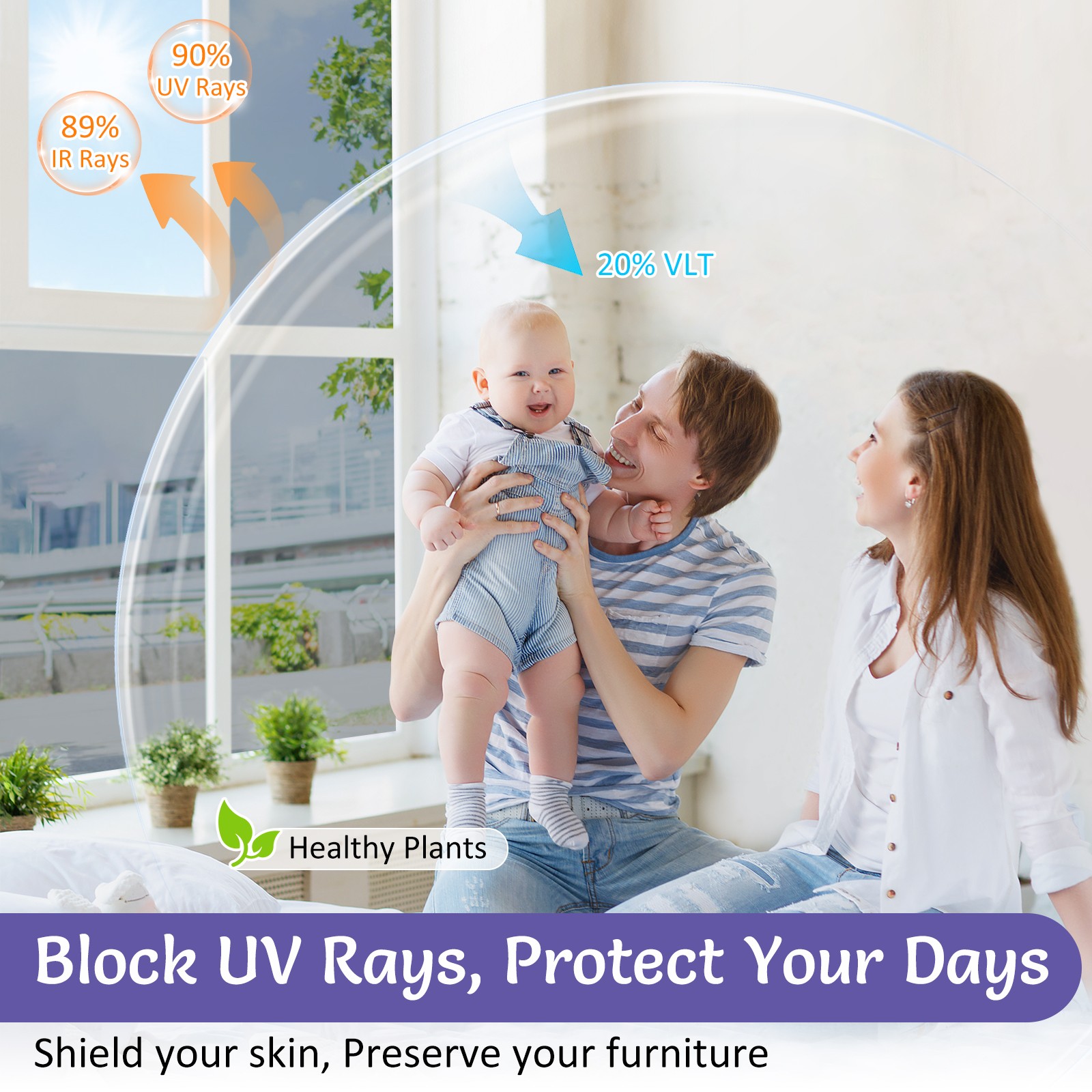 Pigo One Way Mirror Window Film with Glue Tint Reflective Anti UV Glass Stick