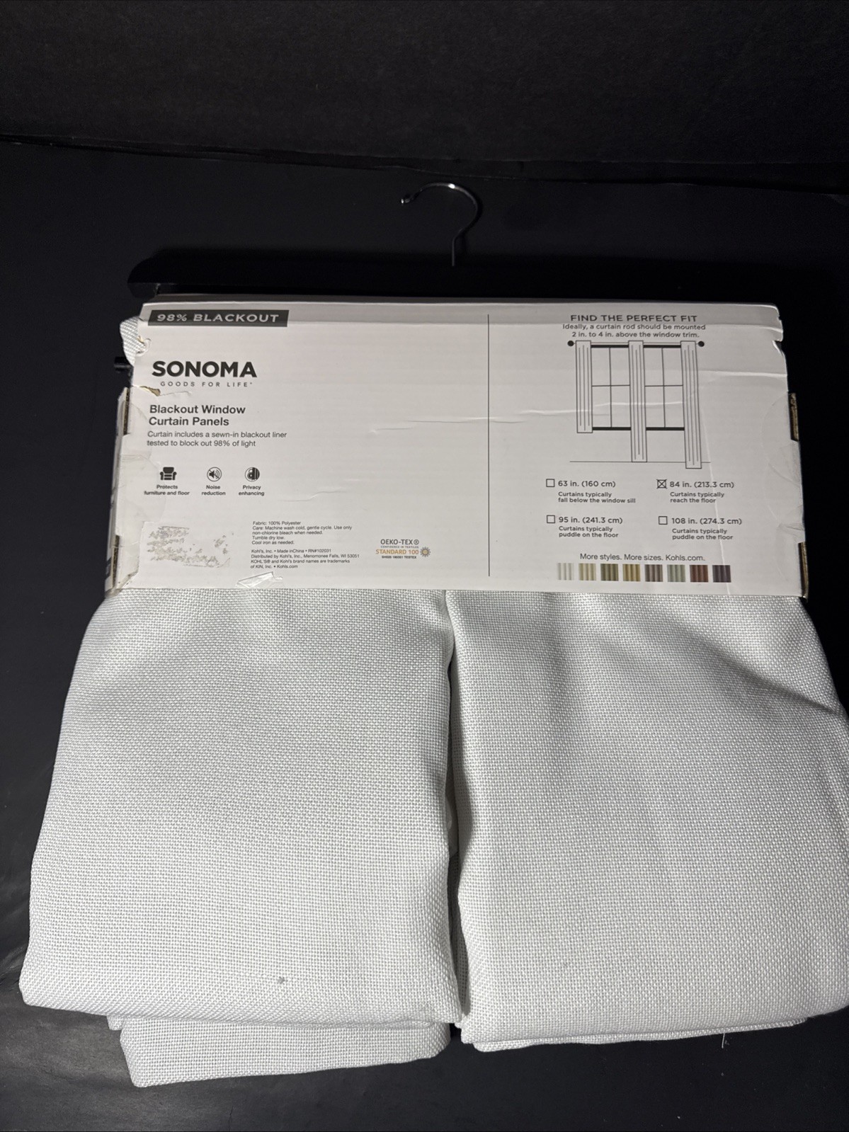 NEW Sonoma Blackout Window Curtain 2 Panels 50″ x 108″ Dynasty White Grommets