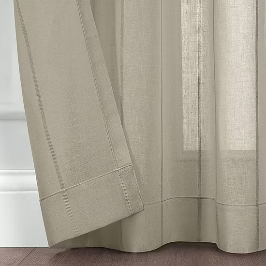 Fieldcrest Heritage Mirron Solid Grommet Top Sheer Single Curtain Panel 50×84”